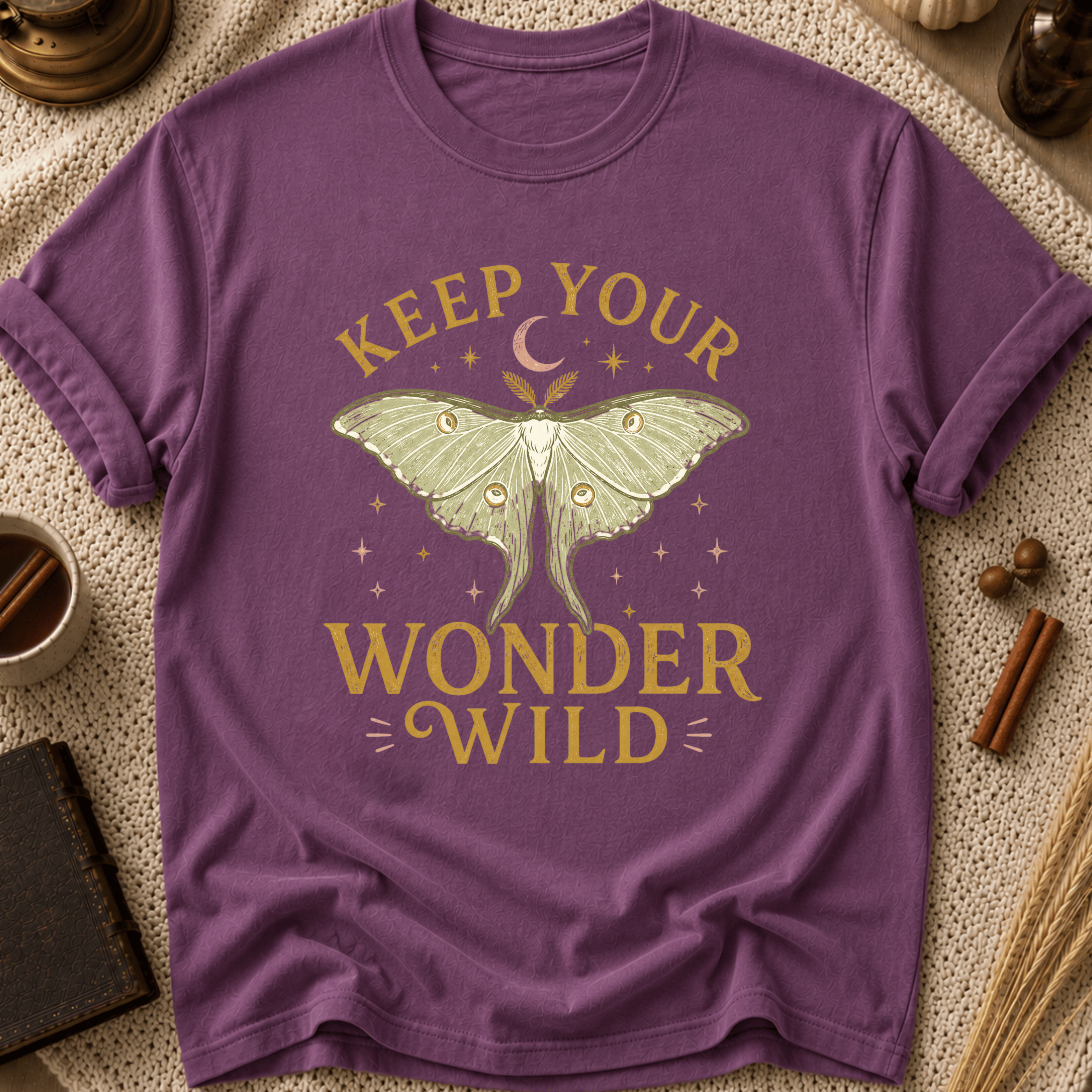 Keep Your Wonder Wild T-Shirt — Moth Moon Graphic Tee