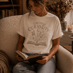 Choose Curiosity Book T-Shirt — Literary Graphic Tee for Readers & Dreamers
