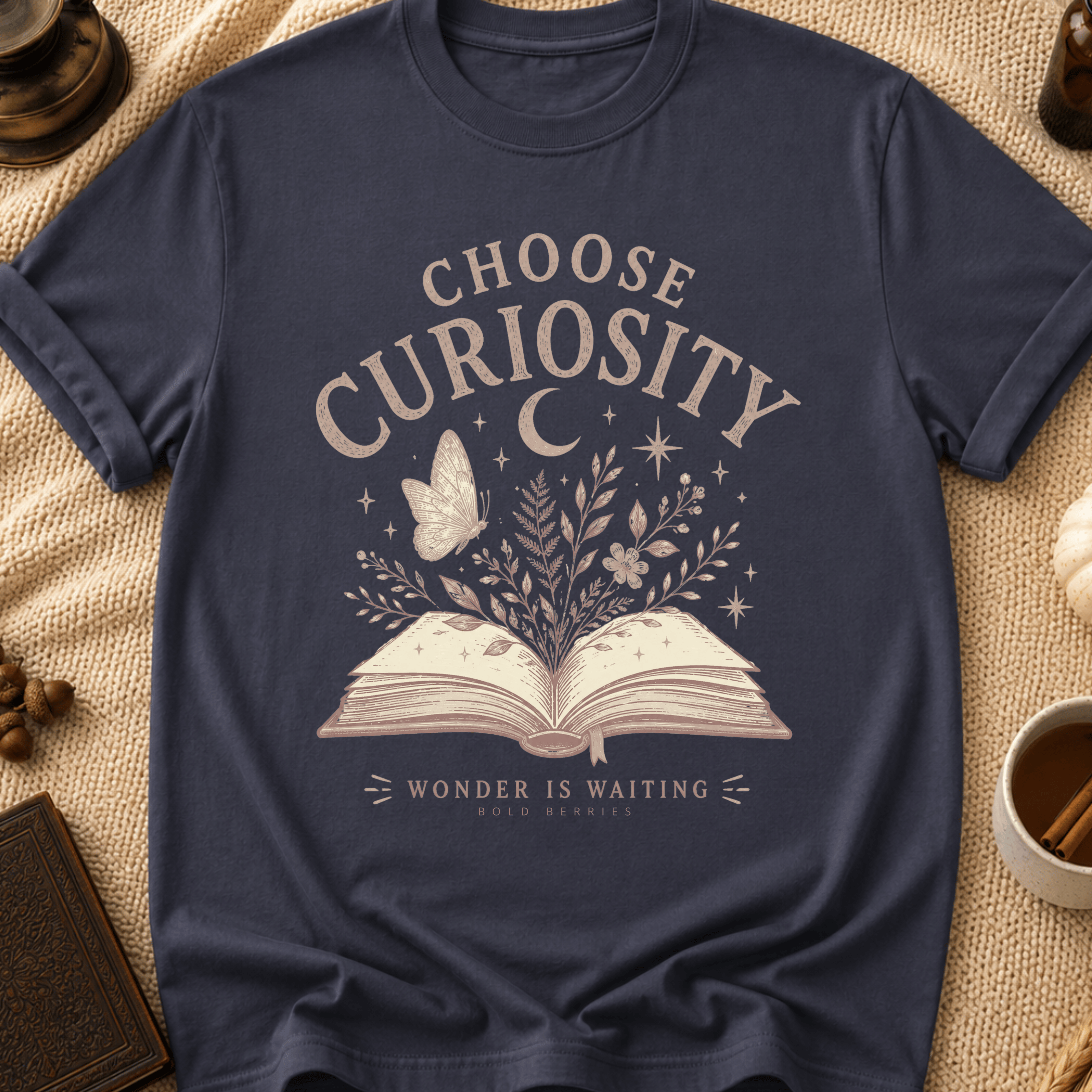 Choose Curiosity Book T-Shirt — Literary Graphic Tee for Readers & Dreamers