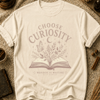 Choose Curiosity Book T-Shirt — Literary Graphic Tee for Readers & Dreamers