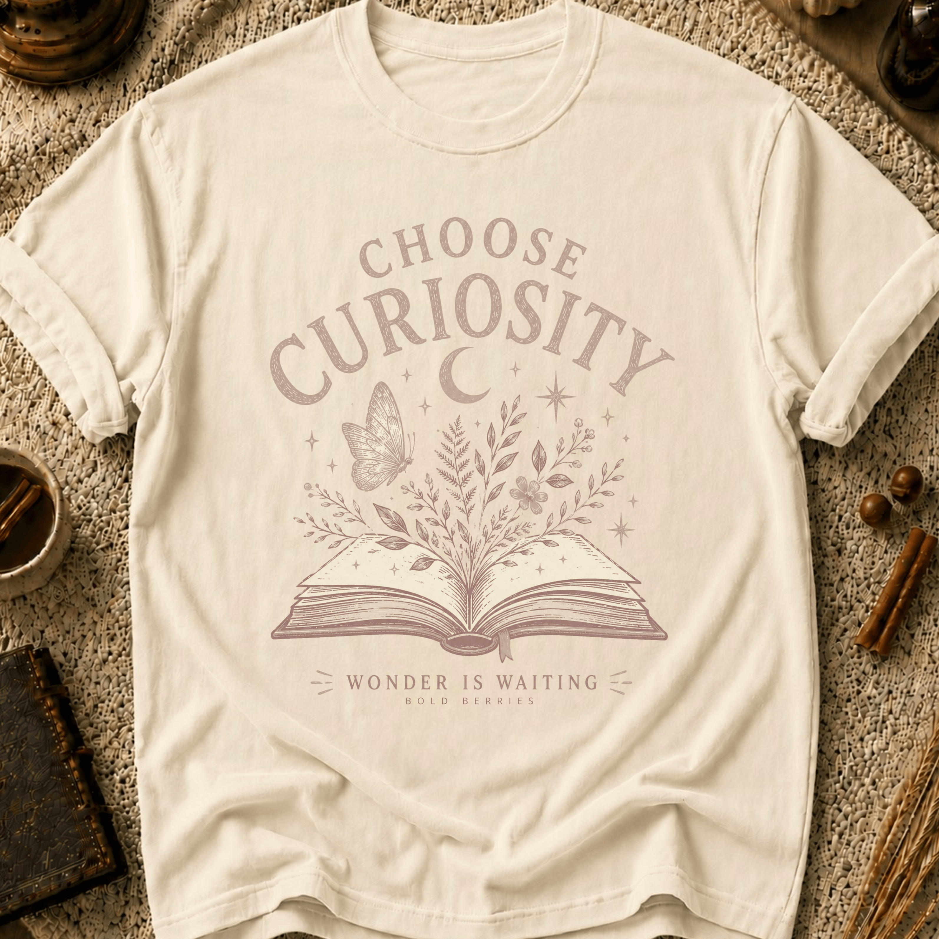 Choose Curiosity Book T-Shirt — Literary Graphic Tee for Readers & Dreamers
