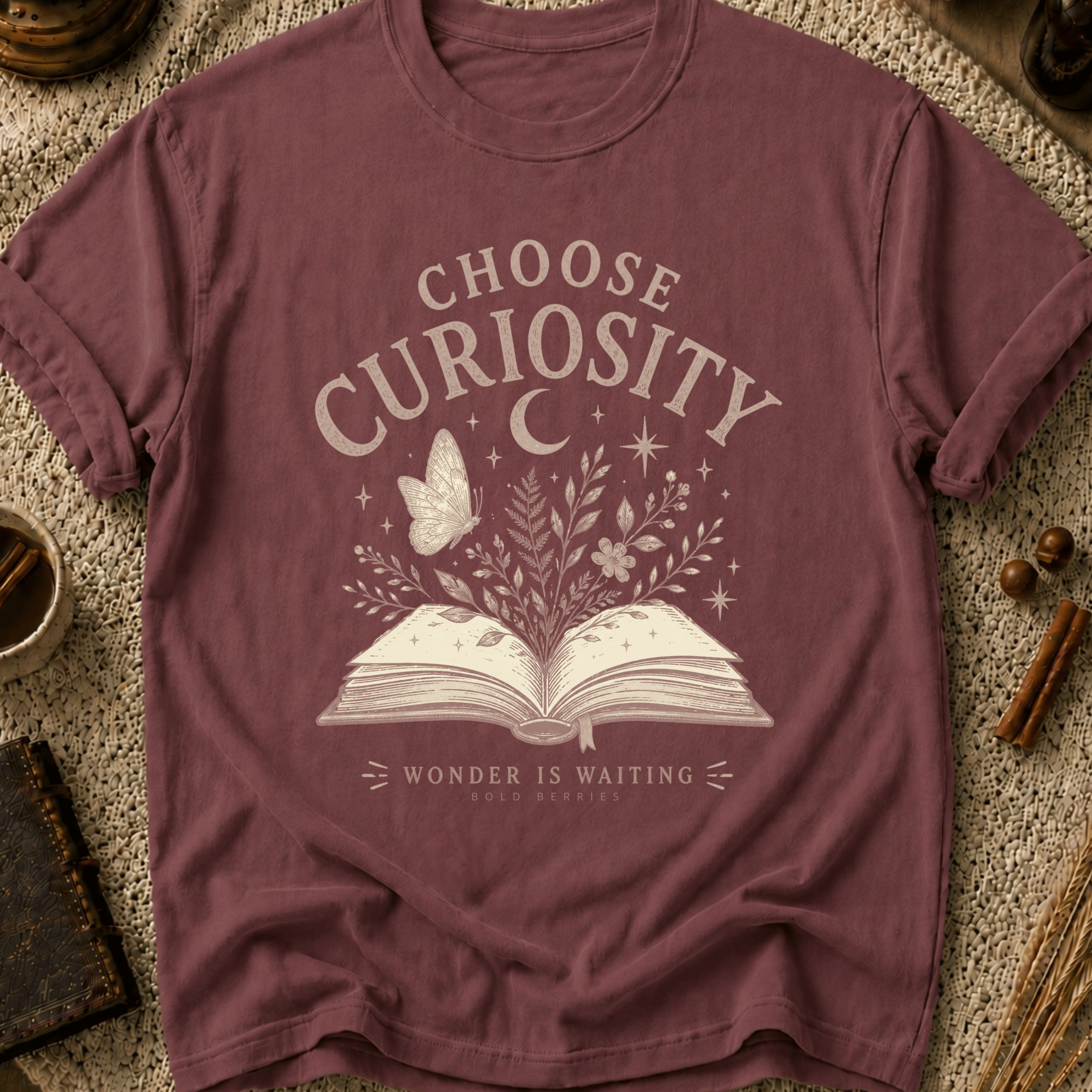 Choose Curiosity Book T-Shirt — Literary Graphic Tee for Readers & Dreamers