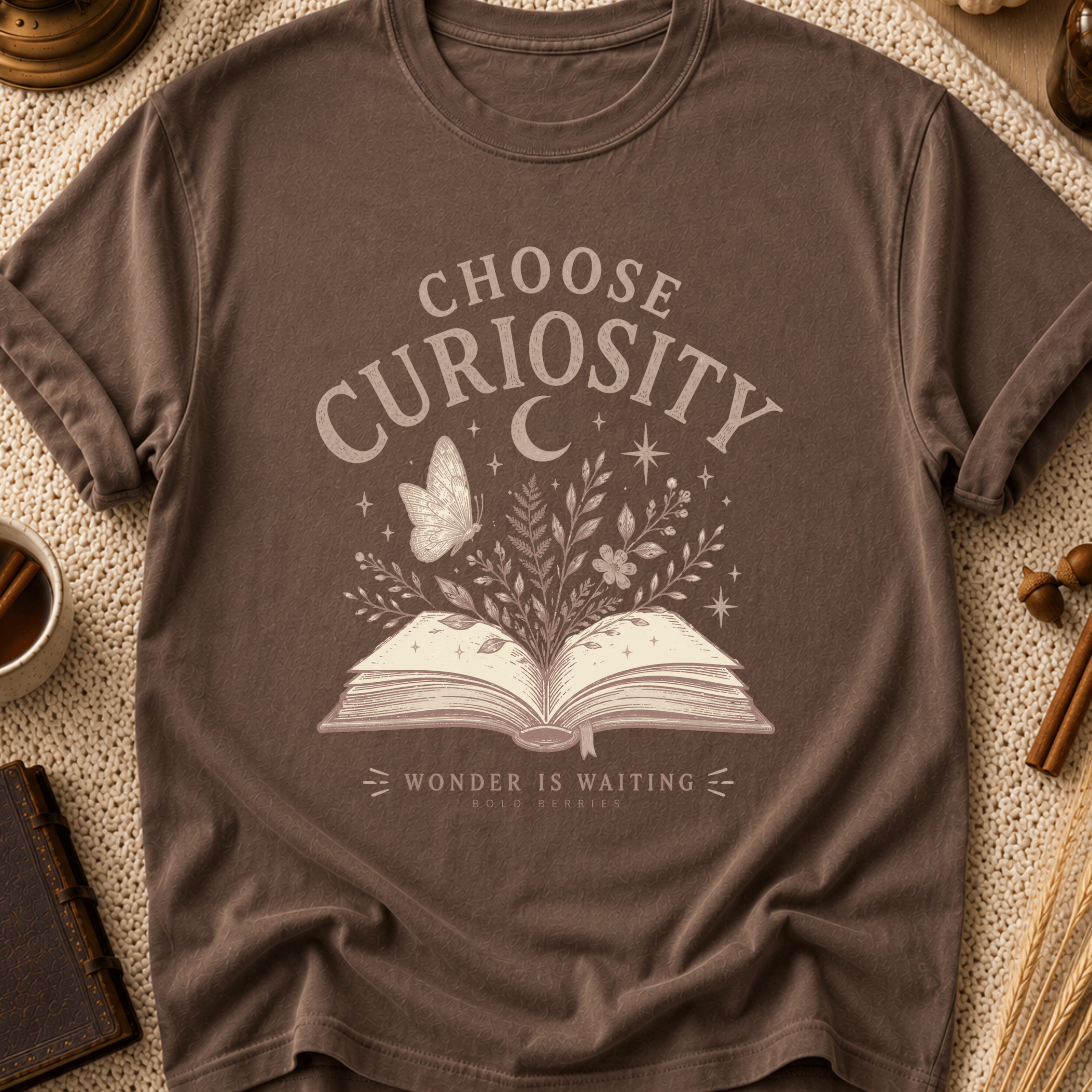 Choose Curiosity Book T-Shirt — Literary Graphic Tee for Readers & Dreamers