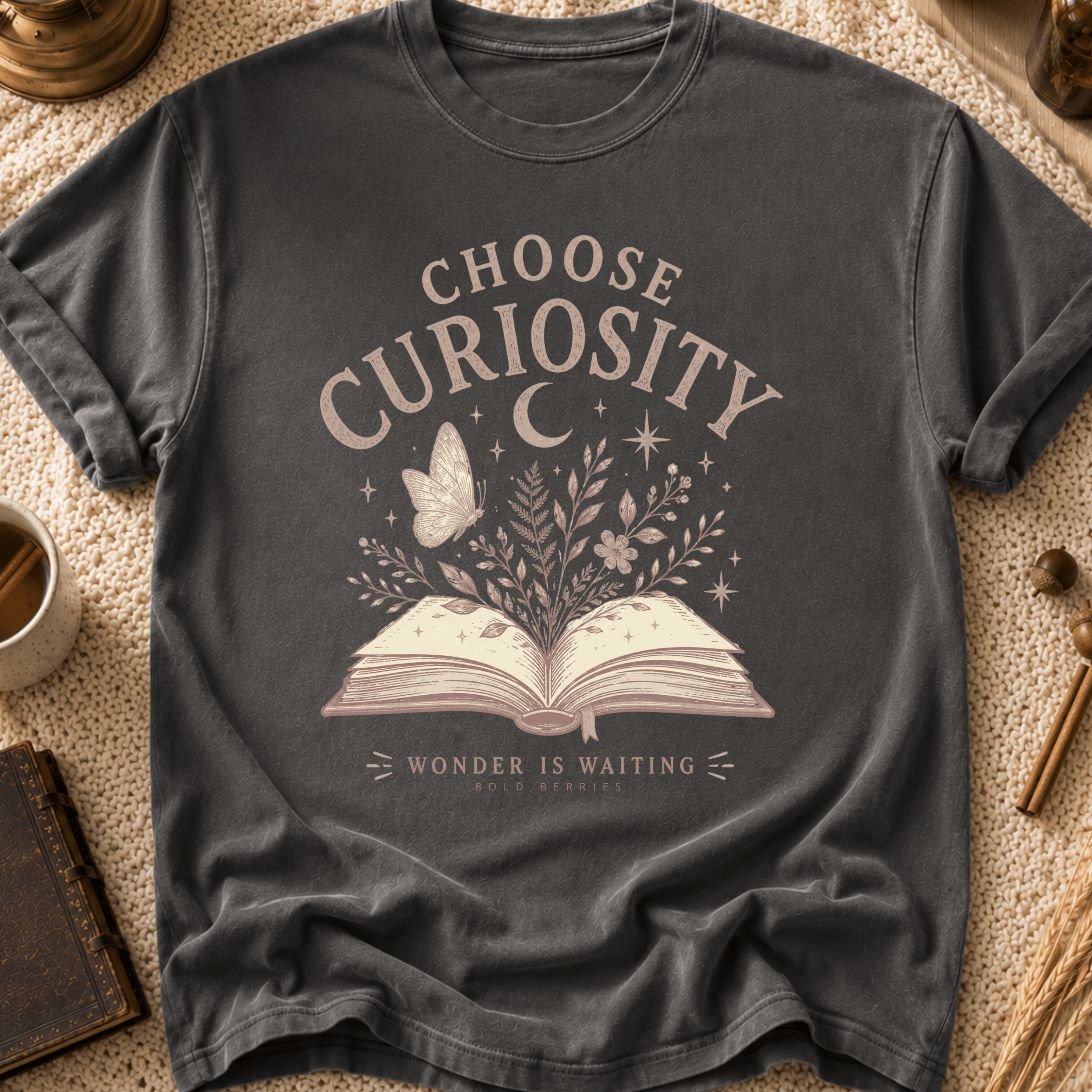 Choose Curiosity Book T-Shirt — Literary Graphic Tee for Readers & Dreamers