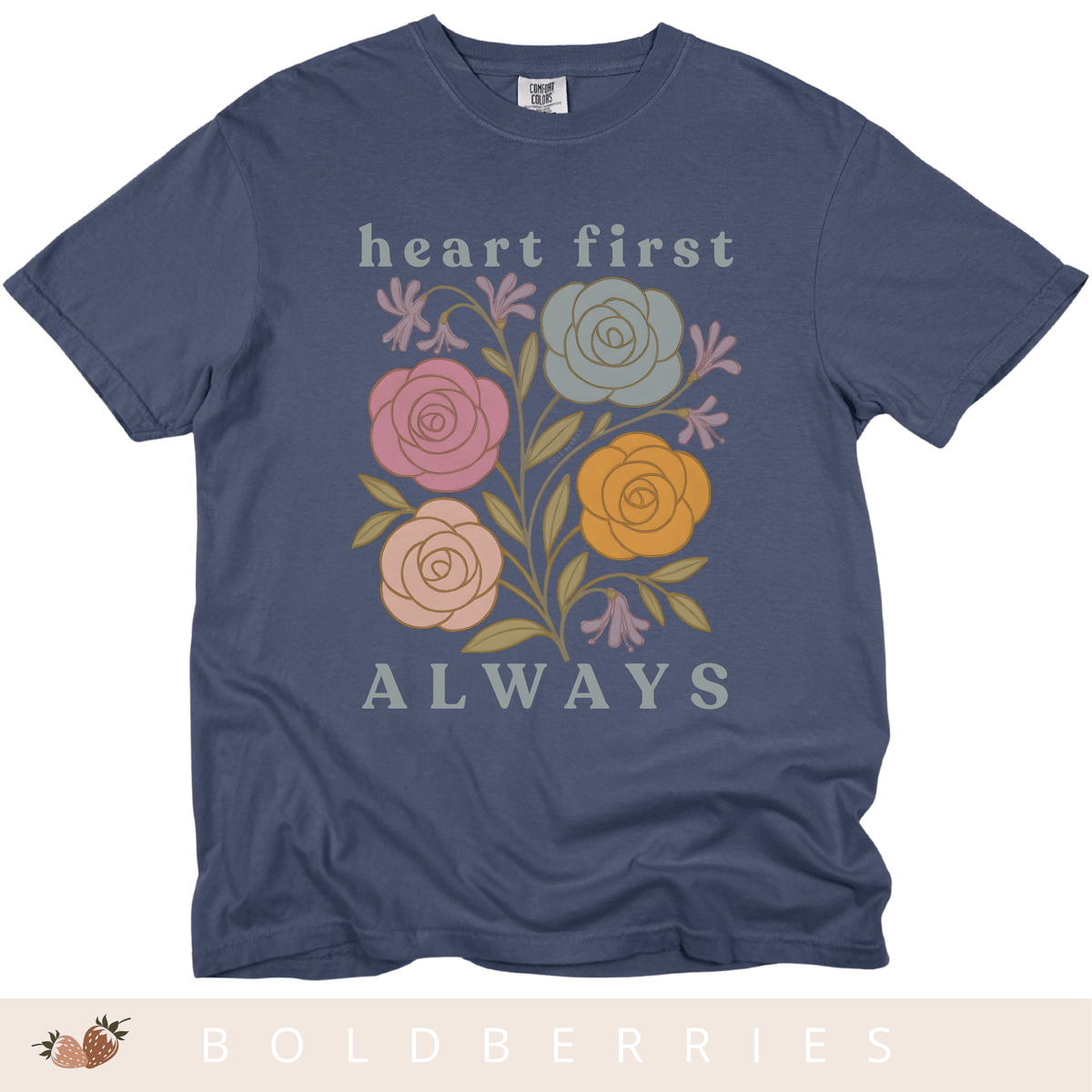 Heart First Always - June Birth Flower - Adult T-Shirt