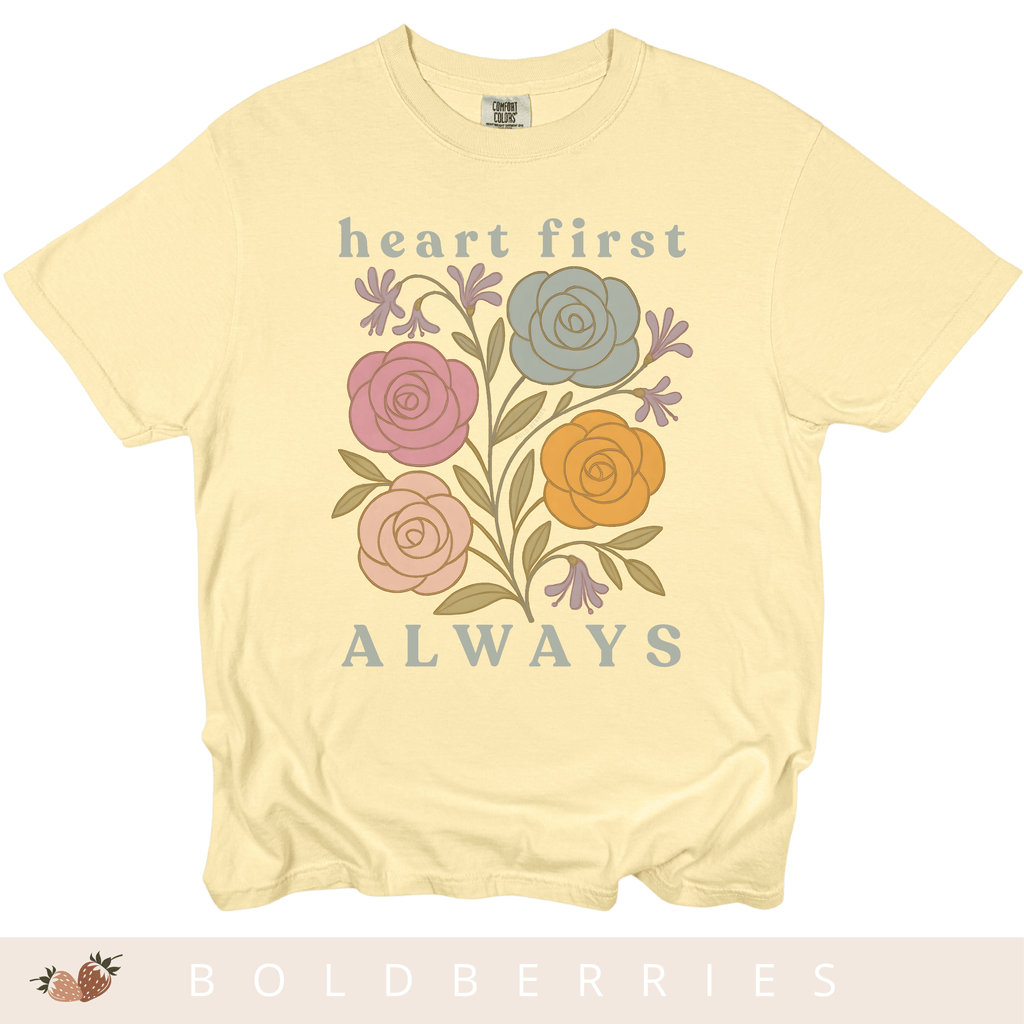 Heart First Always - June Birth Flower - Adult T-Shirt