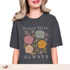 Heart First Always - June Birth Flower - Adult T-Shirt