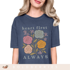 Heart First Always - June Birth Flower - Adult T-Shirt