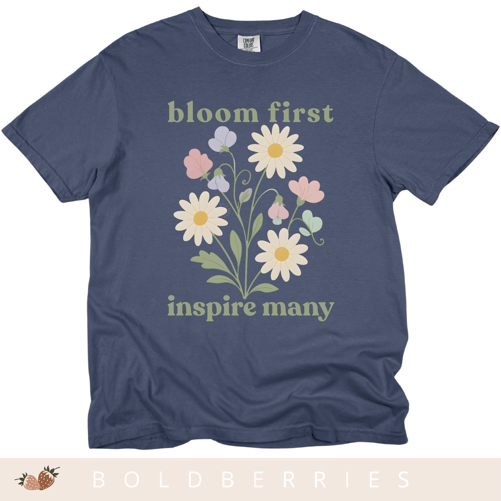 Bloom First Inspire Many - April Birth Flowers - Adult T-Shirt