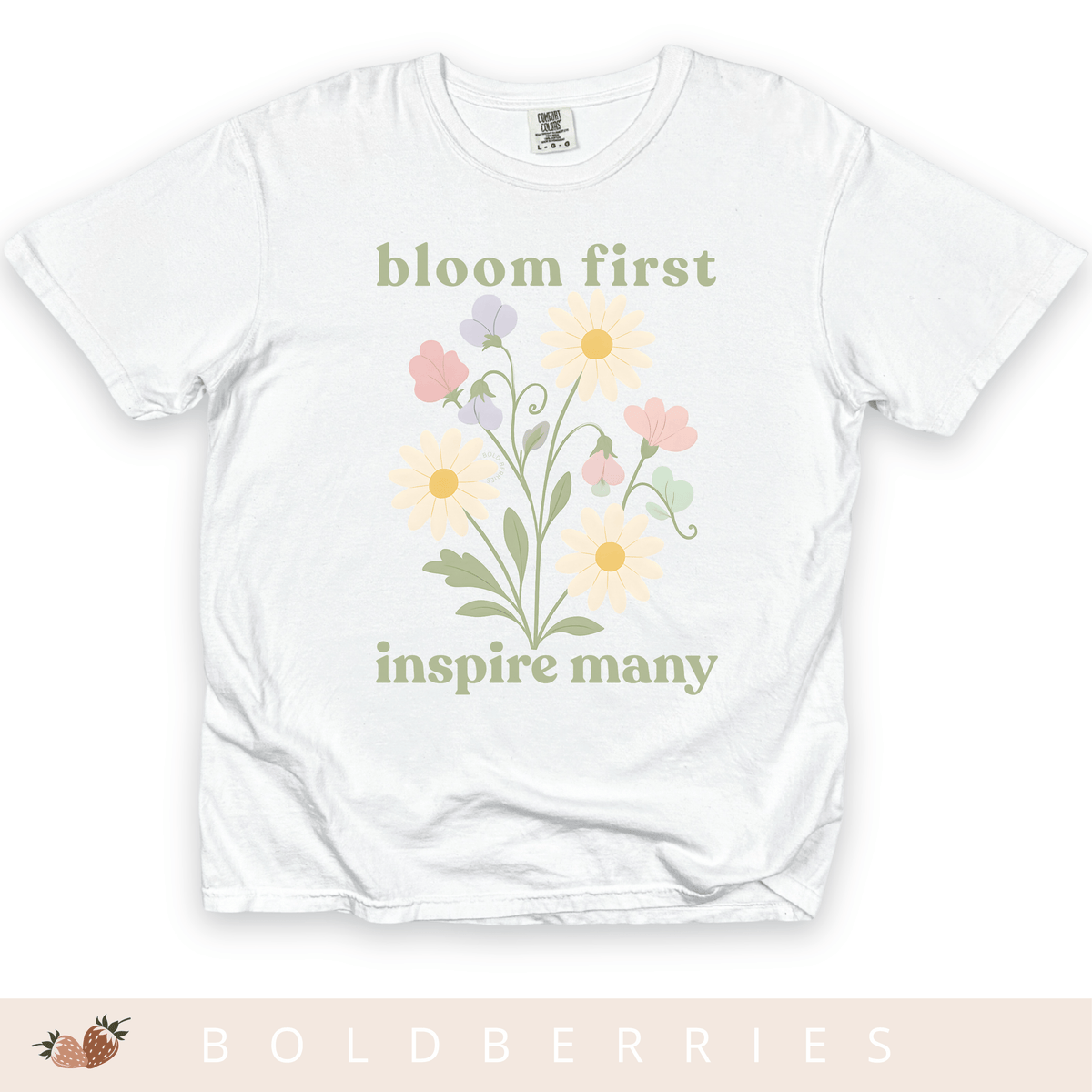 Bloom First Inspire Many - April Birth Flowers - Adult T-Shirt