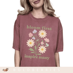 Bloom First Inspire Many - April Birth Flowers - Adult T-Shirt