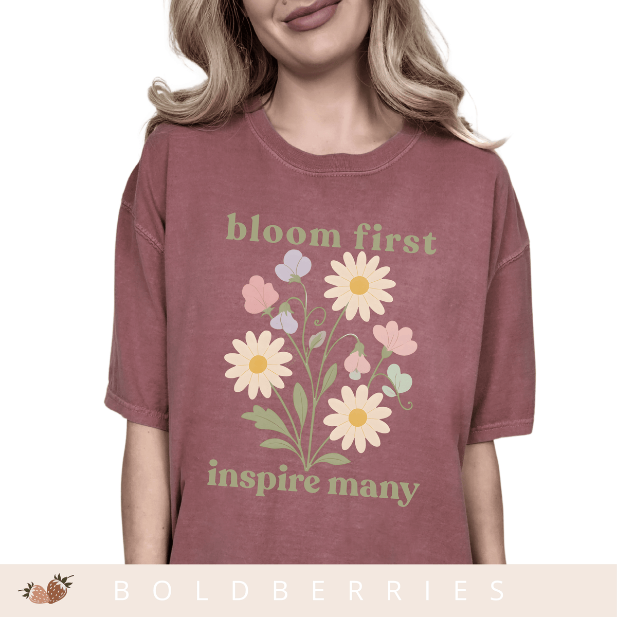 Bloom First Inspire Many - April Birth Flowers - Adult T-Shirt