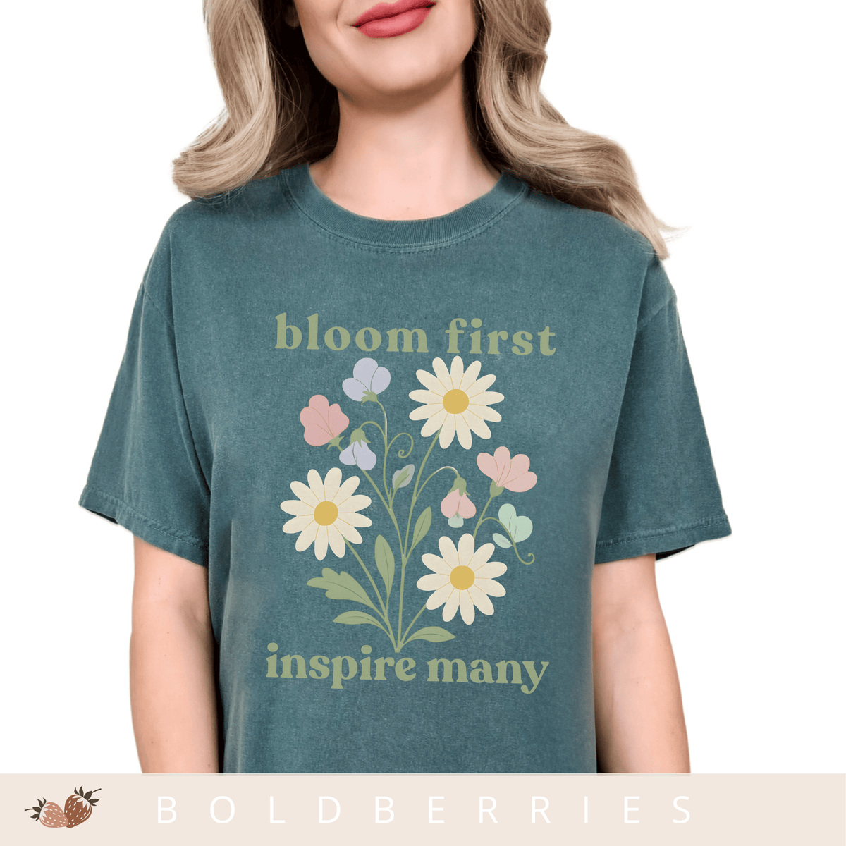 Bloom First Inspire Many - April Birth Flowers - Adult T-Shirt