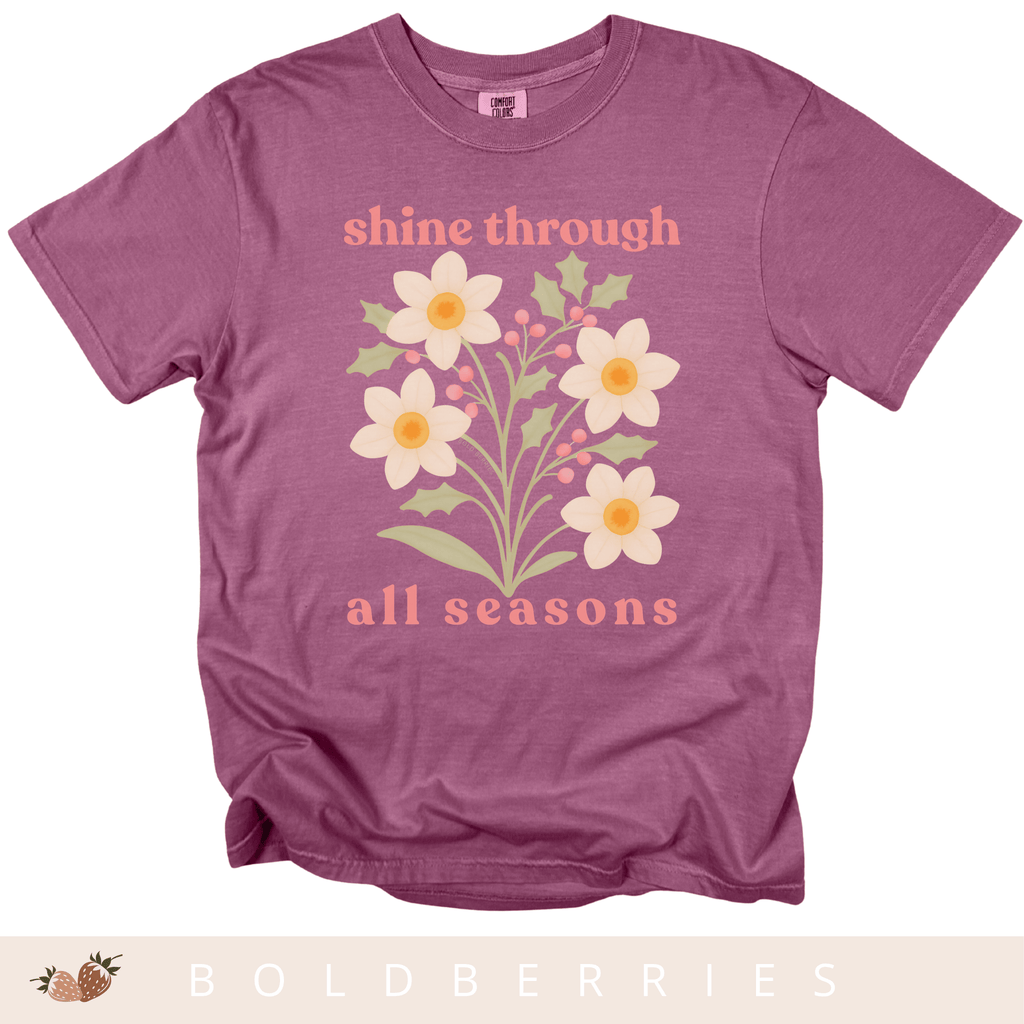 Shine Through All Seasons - December Birth Flowers - Adult T-Shirt