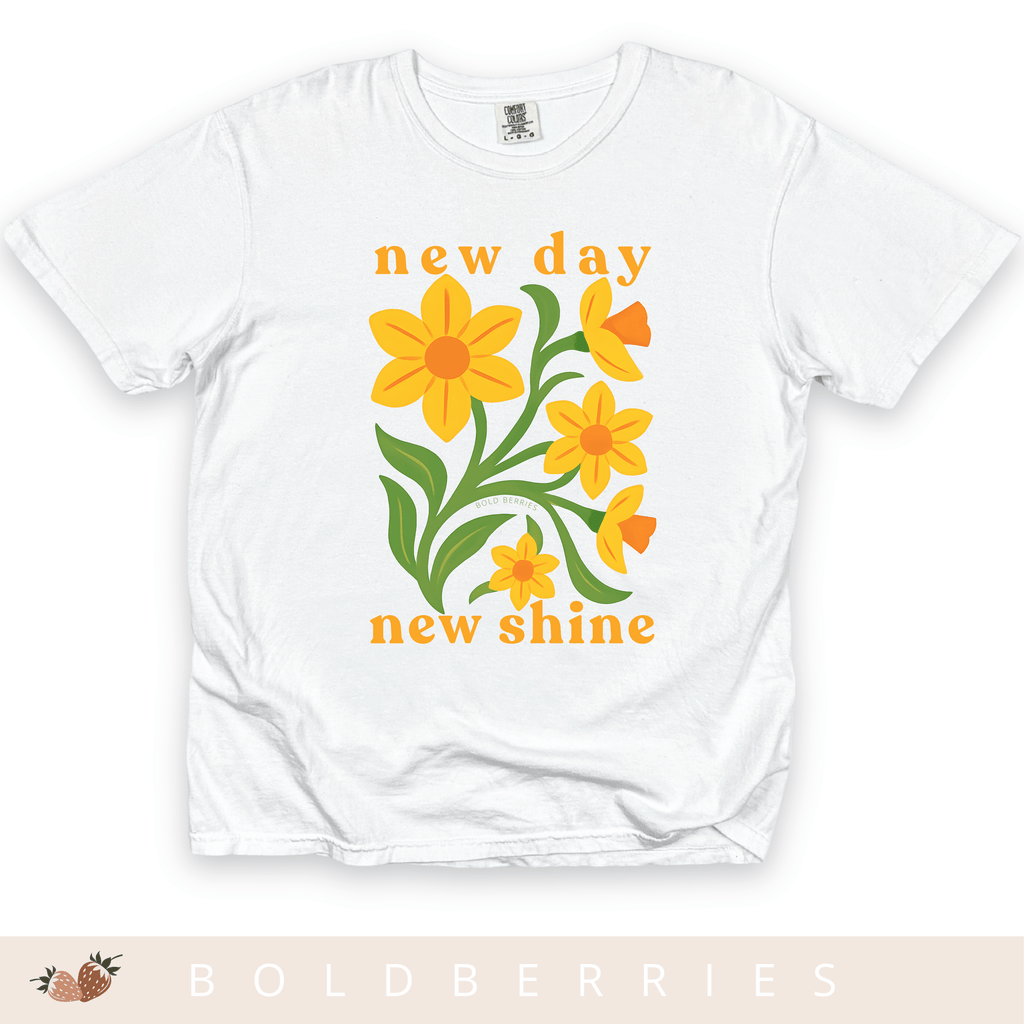 New Day New Shine - March Birth Flowers - Adult T-Shirt