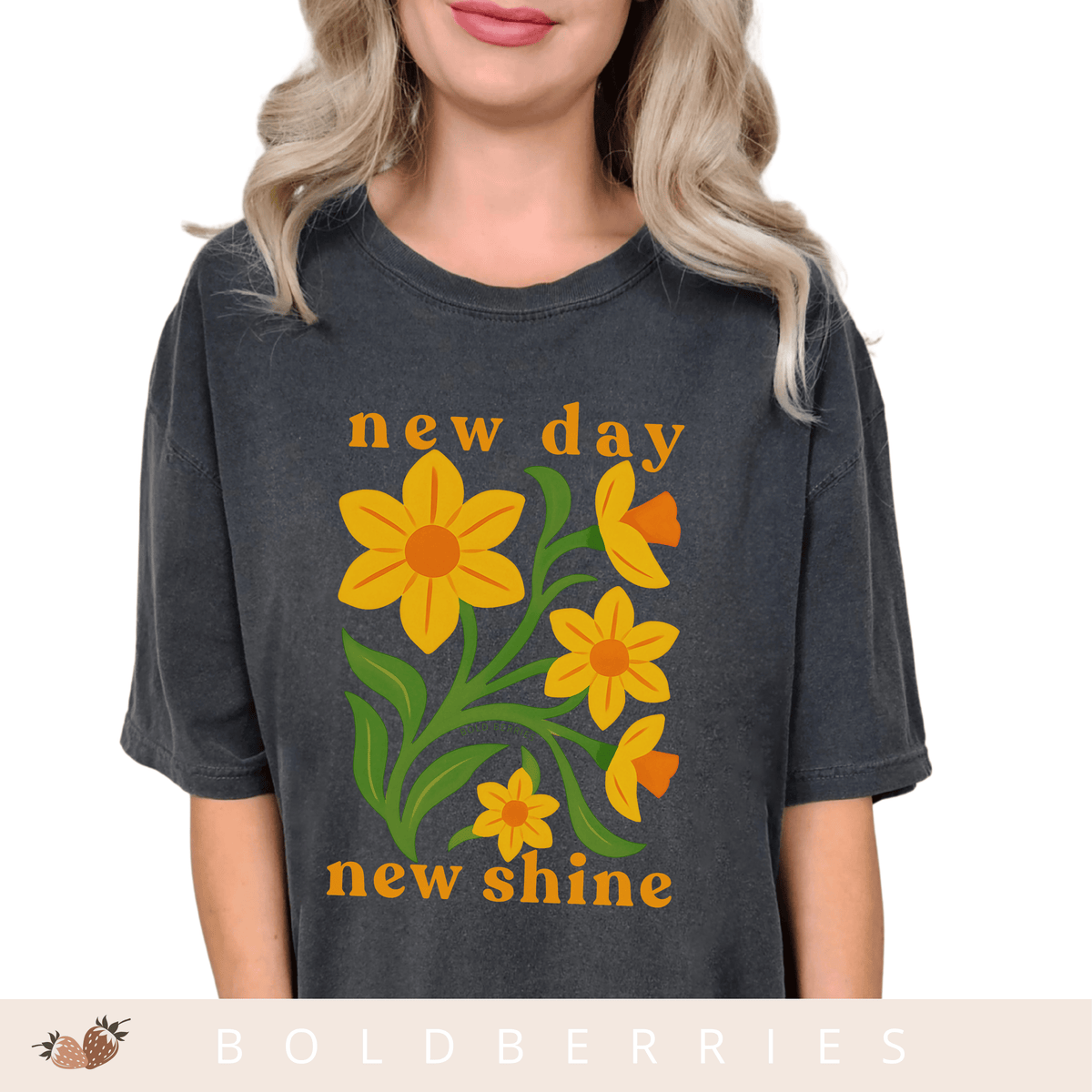 New Day New Shine - March Birth Flowers - Adult T-Shirt