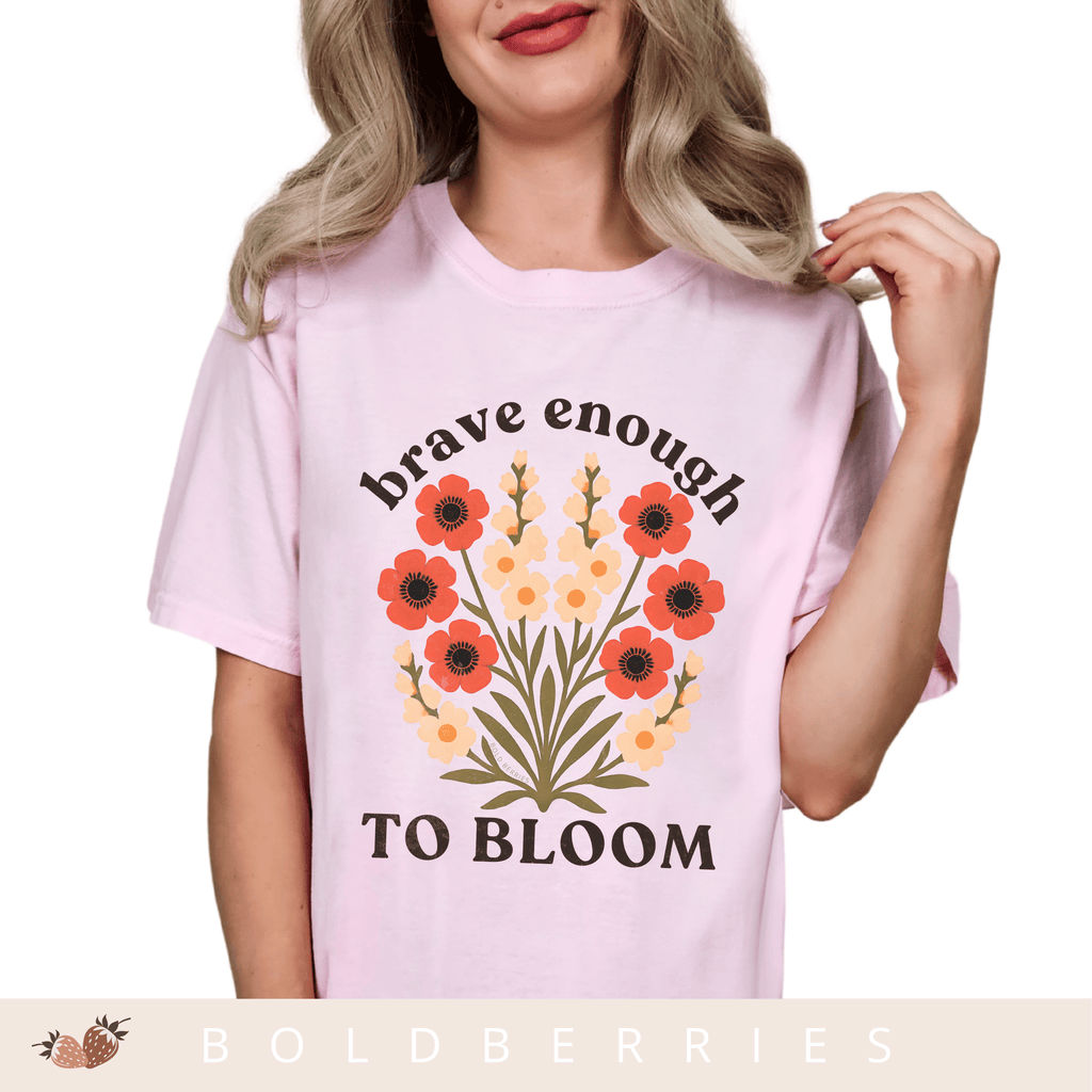Brave Enough to Bloom - August – Gladiolus & Poppy - Adult T-Shirt