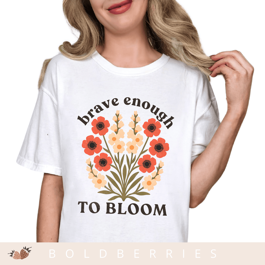 Brave Enough to Bloom - August – Gladiolus & Poppy - Adult T-Shirt