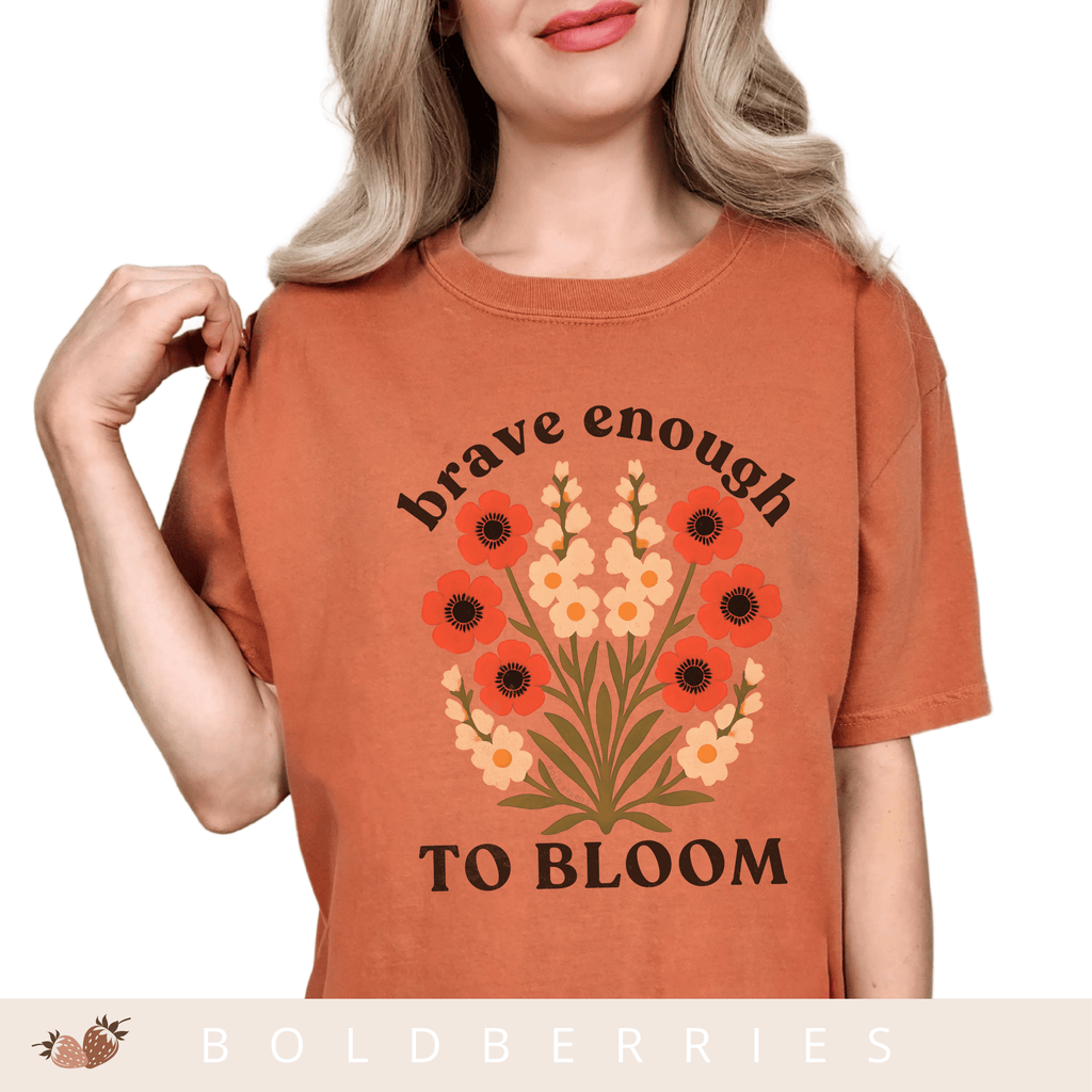 Brave Enough to Bloom - August – Gladiolus & Poppy - Adult T-Shirt