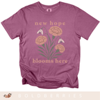 New Hope Blooms Here, January Birth Flowers - Adult T-Shirt