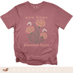 New Hope Blooms Here, January Birth Flowers - Adult T-Shirt