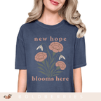 New Hope Blooms Here, January Birth Flowers - Adult T-Shirt