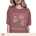 New Hope Blooms Here, January Birth Flowers - Adult T-Shirt