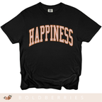 Happiness Graphic T-Shirt — Vintage Arched Pink Lettering