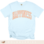 Happiness Graphic T-Shirt — Vintage Arched Pink Lettering