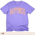 Happiness Graphic T-Shirt — Vintage Arched Pink Lettering