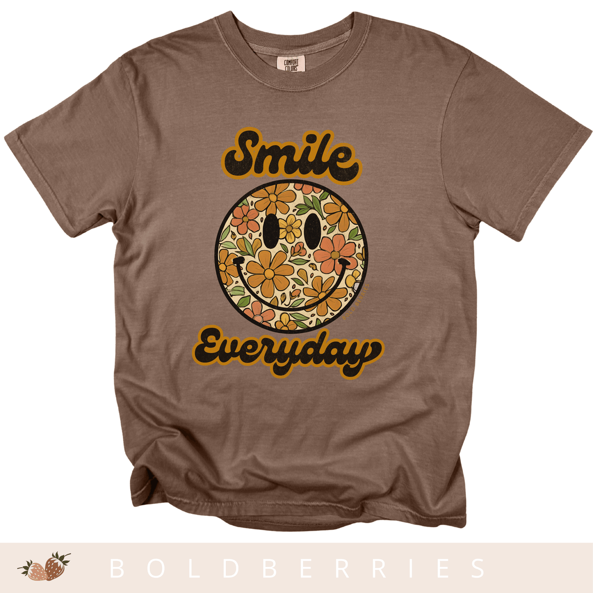 Smile Everyday Floral Smiley - Adult T-Shirt