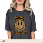 Smile Everyday Floral Smiley - Adult T-Shirt