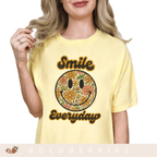 Smile Everyday Floral Smiley - Adult T-Shirt