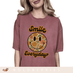 Smile Everyday Floral Smiley - Adult T-Shirt