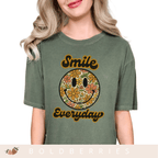Smile Everyday Floral Smiley - Adult T-Shirt