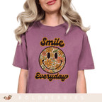 Smile Everyday Floral Smiley - Adult T-Shirt