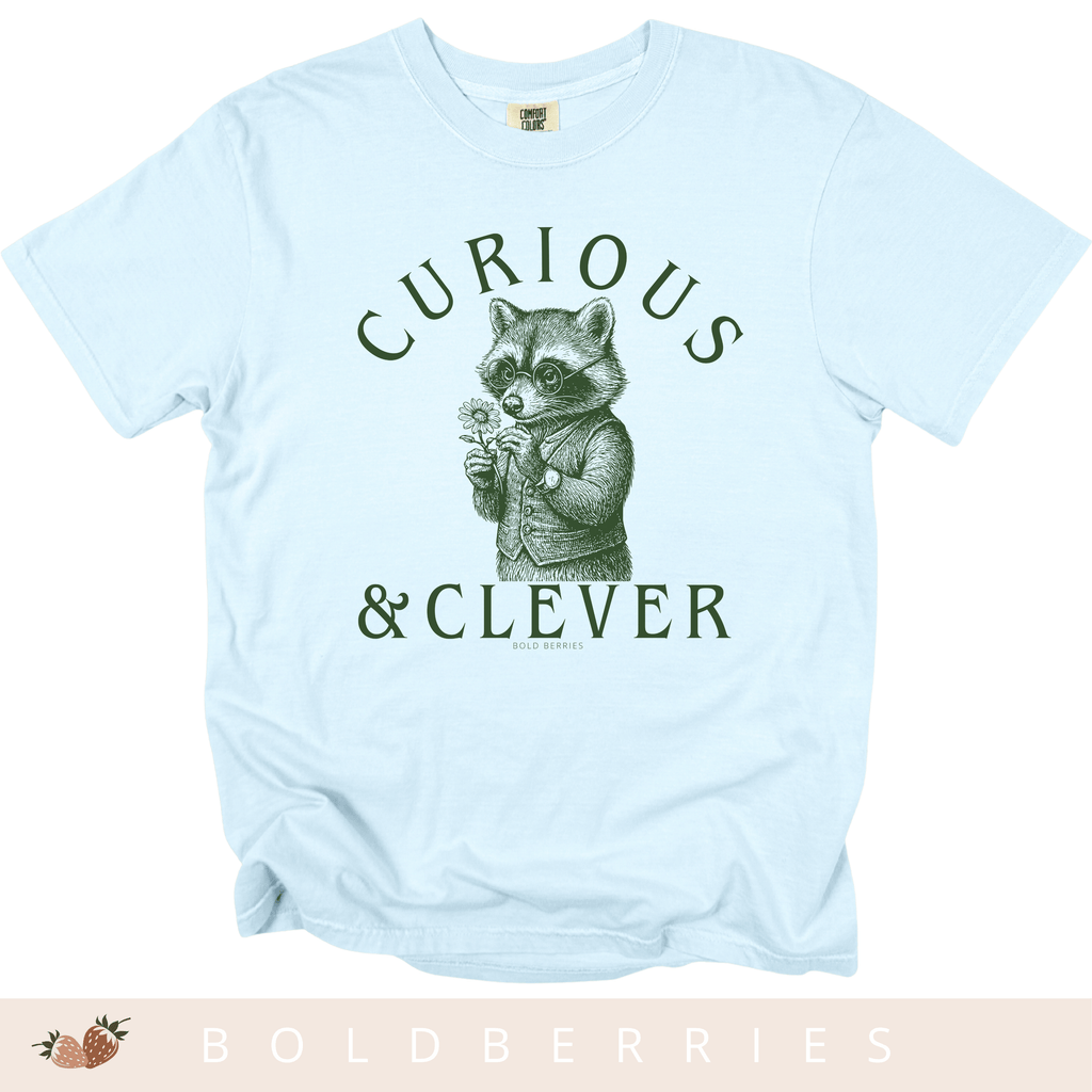 Curious & Clever Raccoon T-Shirt - Cute Animal - Adult T-shirt