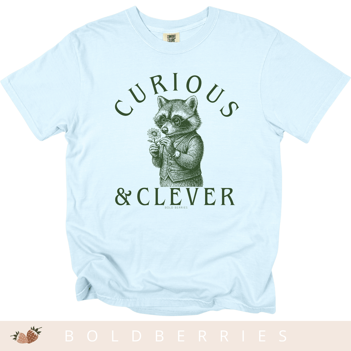 Curious & Clever Raccoon T-Shirt - Cute Animal - Adult T-shirt