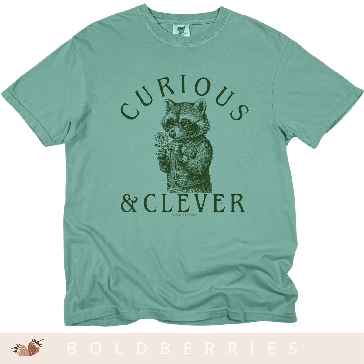 Curious & Clever Raccoon T-Shirt - Cute Animal - Adult T-shirt