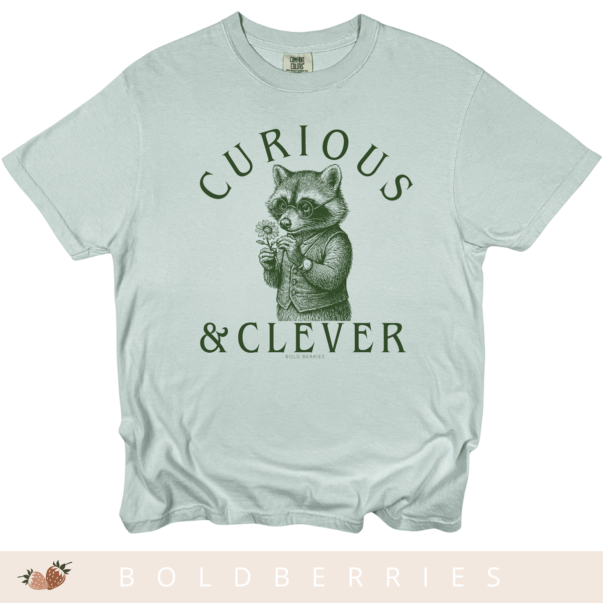 Curious & Clever Raccoon T-Shirt - Cute Animal - Adult T-shirt