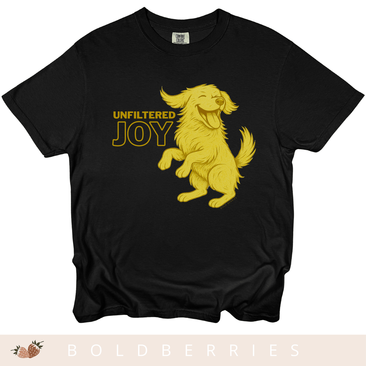 Unfiltered Joy Dog T-Shirt — Happy Golden Retriever Graphic Tee - Adult T-Shirt