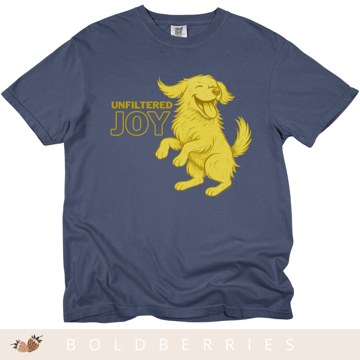Unfiltered Joy Dog T-Shirt — Happy Golden Retriever Graphic Tee - Adult T-Shirt