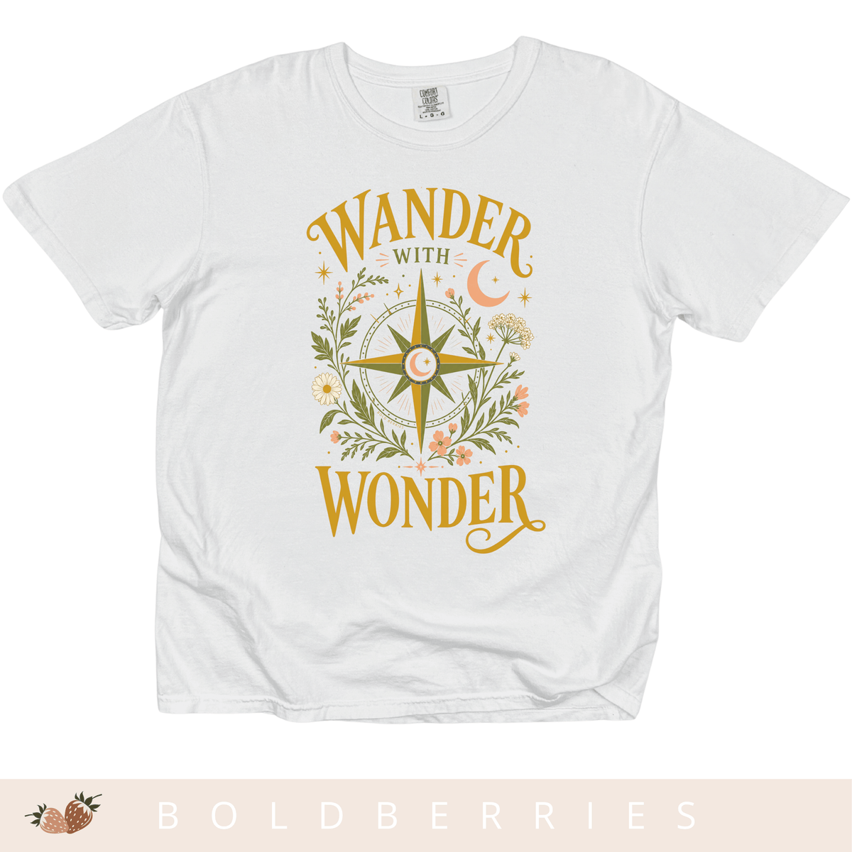 Wander with Wonder T-Shirt — Compass Floral Adventure Tee