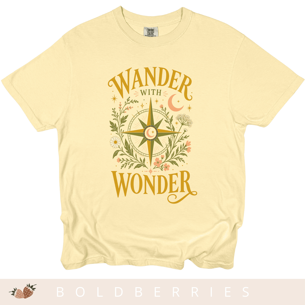 Wander with Wonder T-Shirt — Compass Floral Adventure Tee