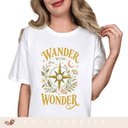 Wander with Wonder T-Shirt — Compass Floral Adventure Tee