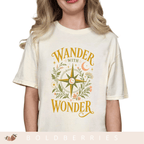 Wander with Wonder T-Shirt — Compass Floral Adventure Tee