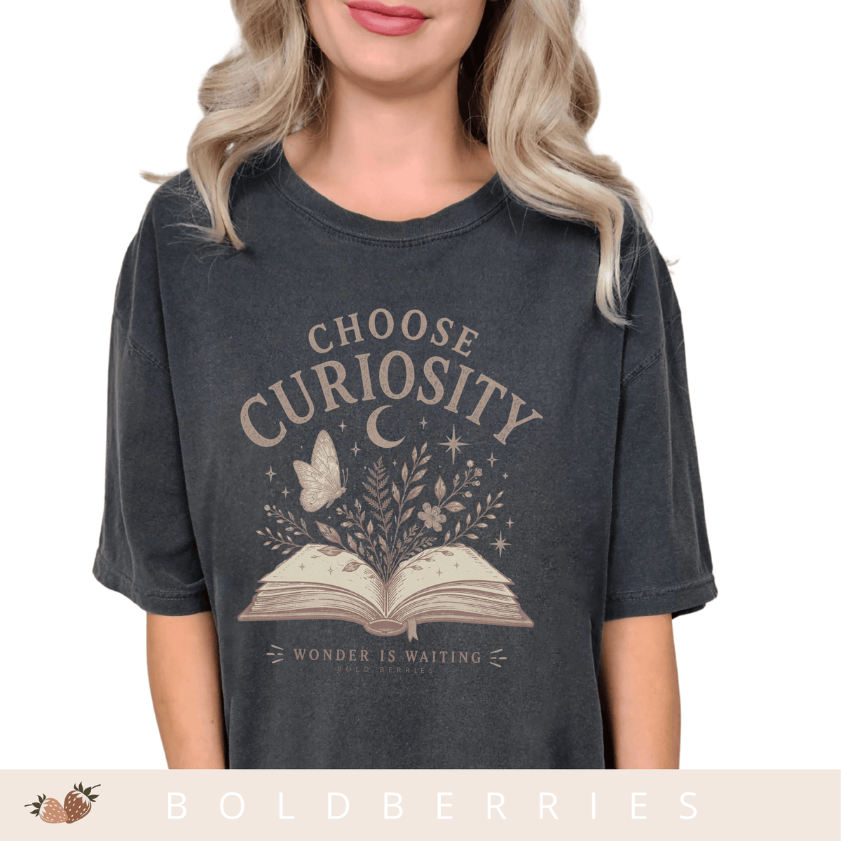 Choose Curiosity Book T-Shirt — Literary Graphic Tee for Readers & Dreamers