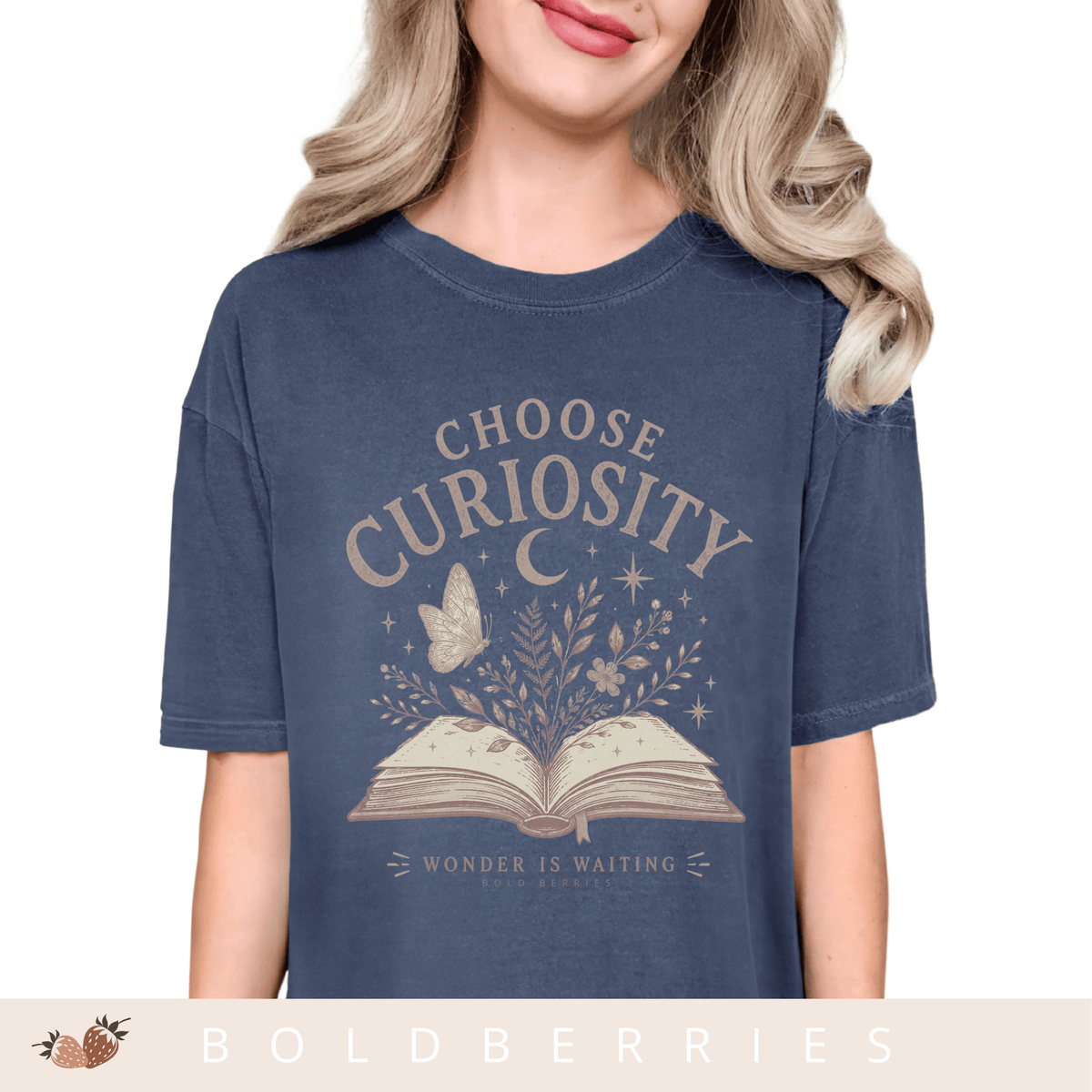 Choose Curiosity Book T-Shirt — Literary Graphic Tee for Readers & Dreamers