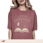 Choose Curiosity Book T-Shirt — Literary Graphic Tee for Readers & Dreamers