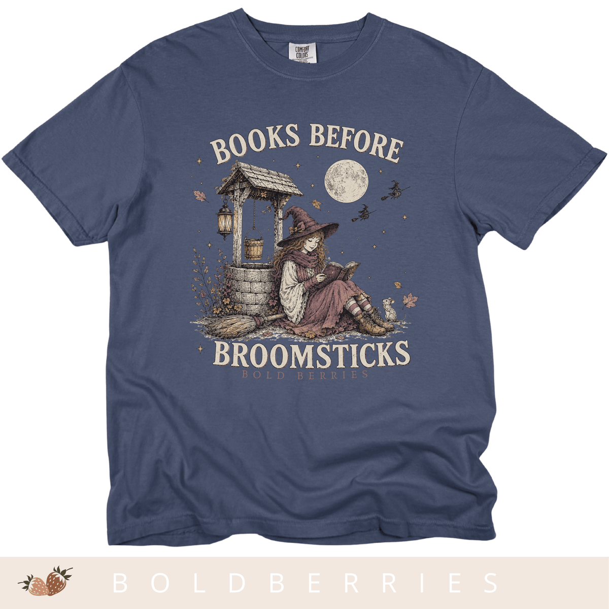 Books Before Broomsticks T-Shirt — Witchy Reading Graphic Tee